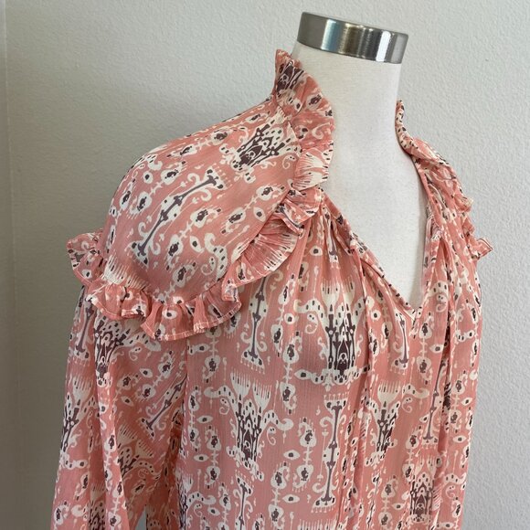Sundance Womens Small Madeleine Sweet Peasant Boho Blouse Long Sleeve Sheer Top - Picture 3 of 13